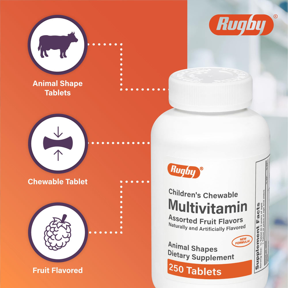 Vitamin chewables for children with assorted fruit flavors