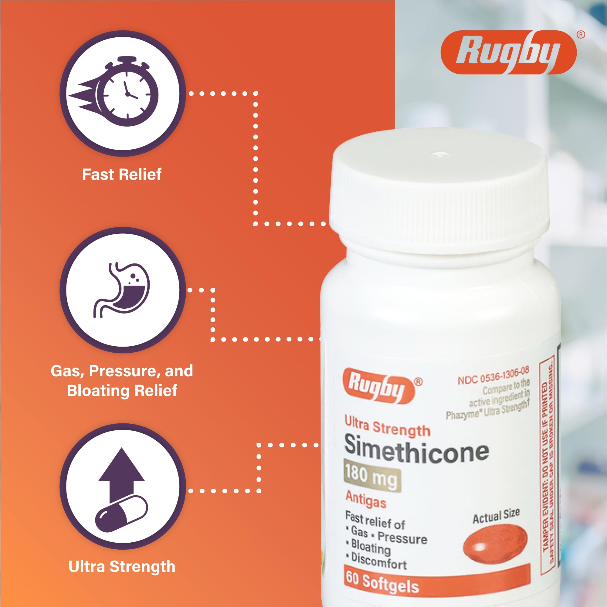 Rugby Laboratories 60-softgel bottle ready for daily use and travel