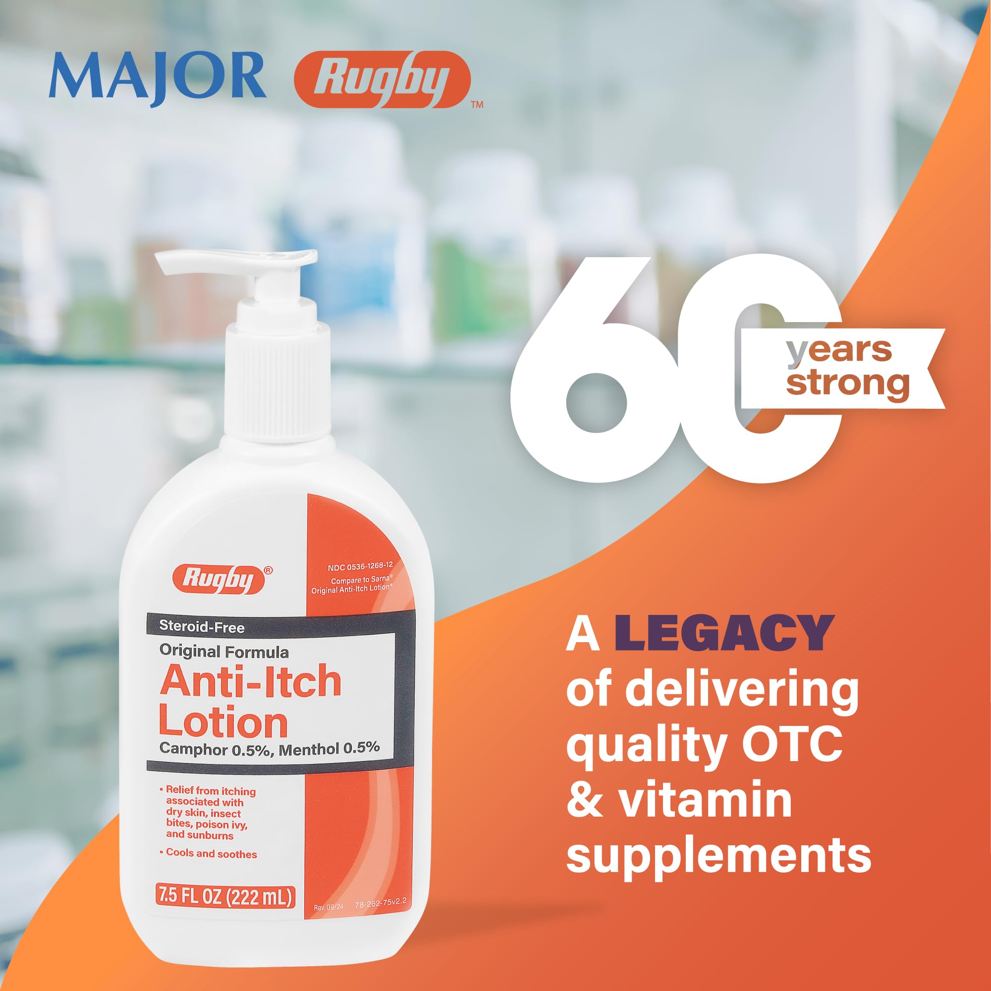 Rugby Laboratories anti-itch lotion packaging image highlights trust with OTC quality.