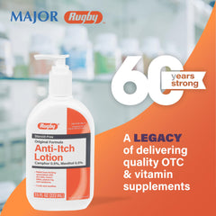 Rugby Laboratories anti-itch lotion packaging image highlights trust with OTC quality.