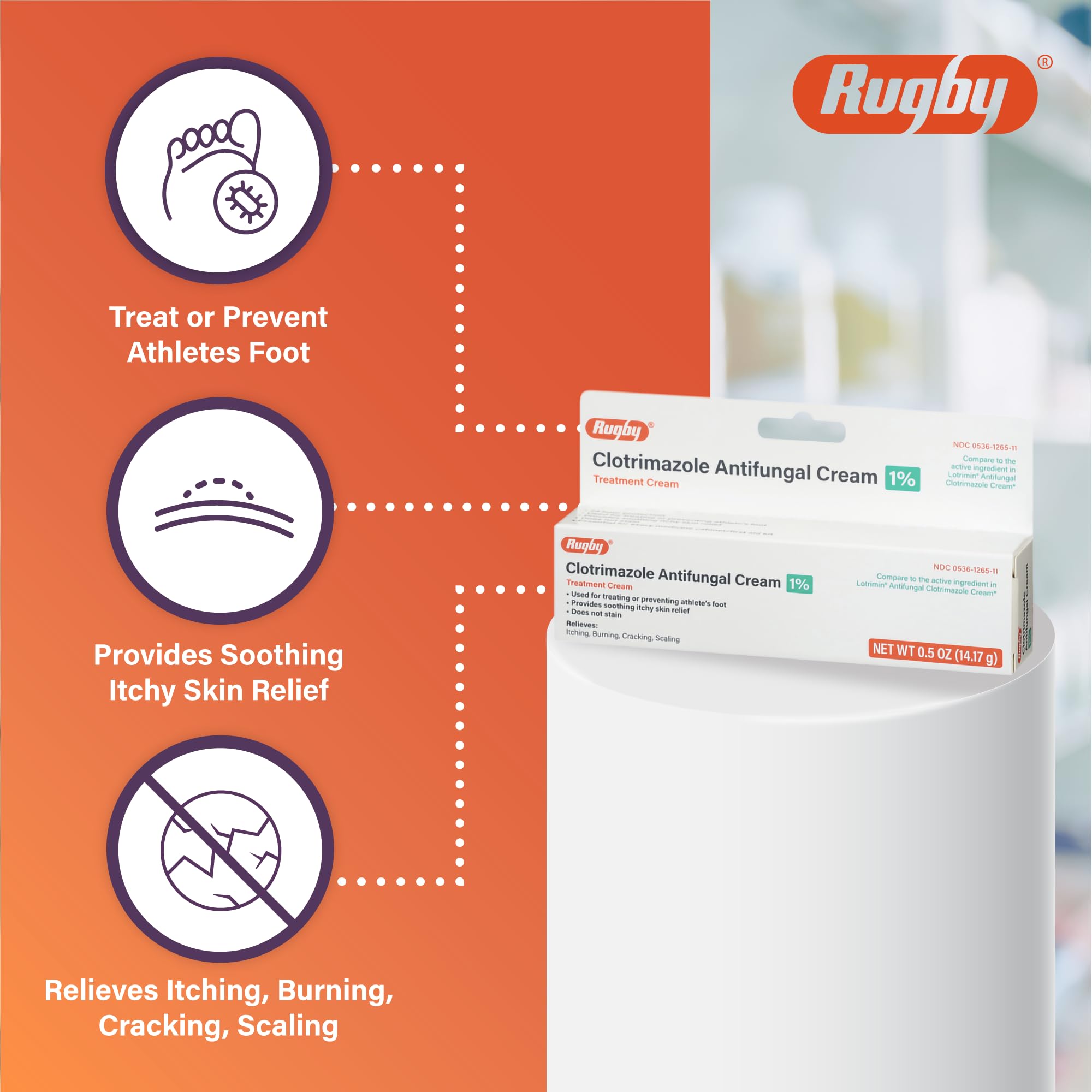 Rugby Laboratories cream applied to skin for soothing relief.