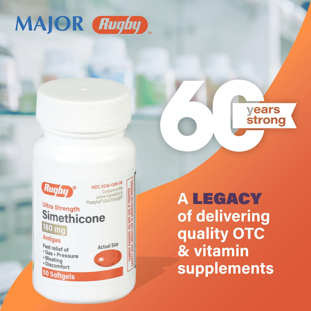 Rugby Laboratories gas relief product showcased in-store display for quick symptom relief