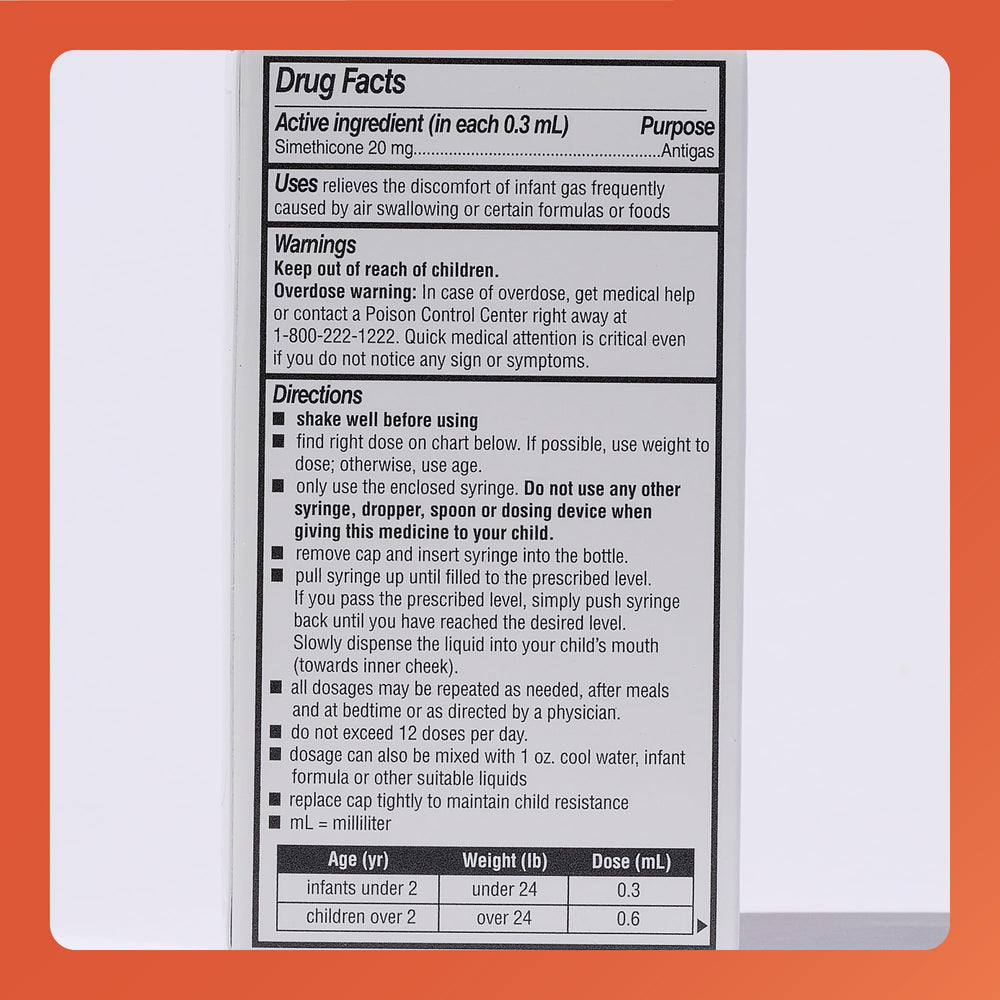 Rugby Laboratories infant gas drops water-mix option for gentle dosing
