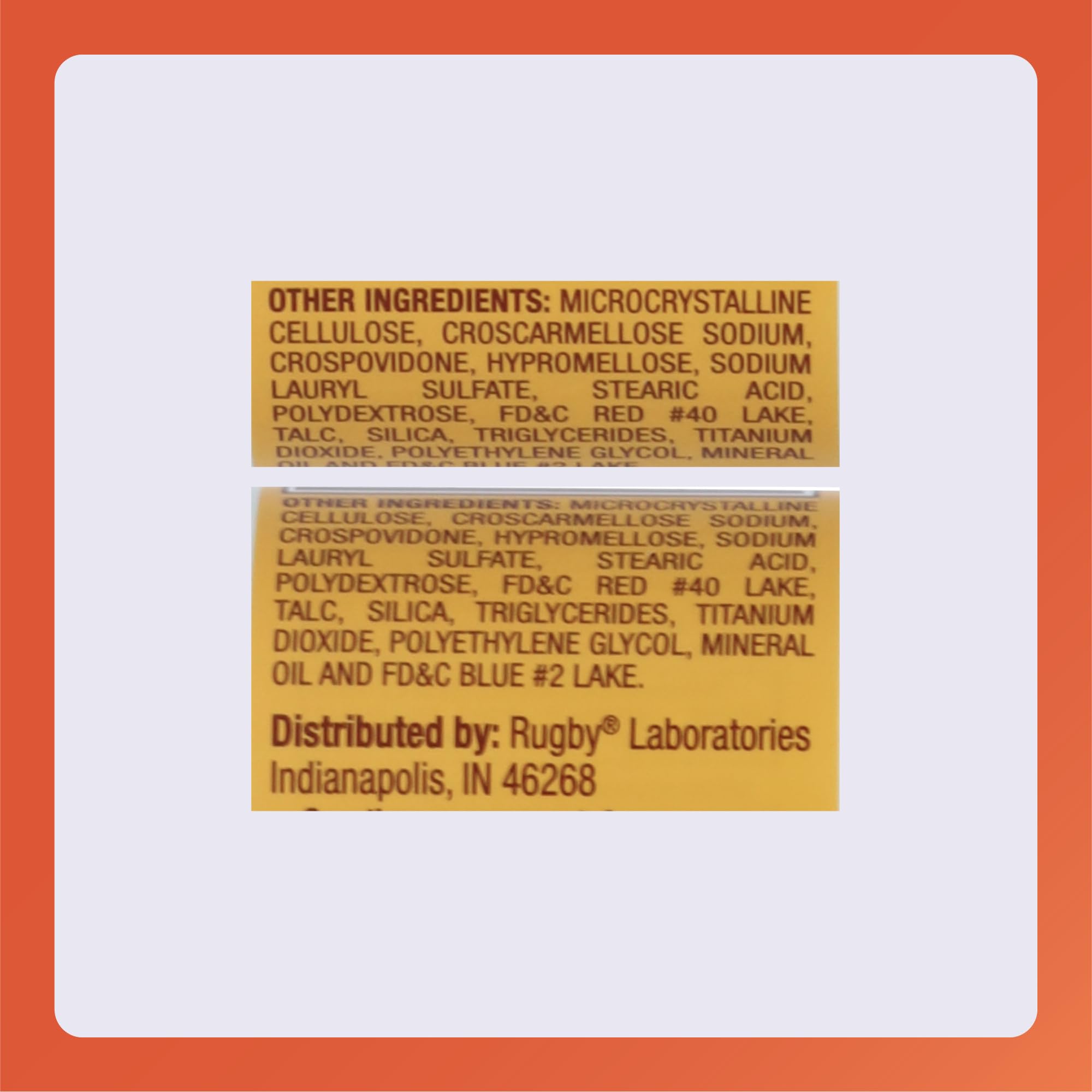 Rugby Laboratories iron supplement packaging