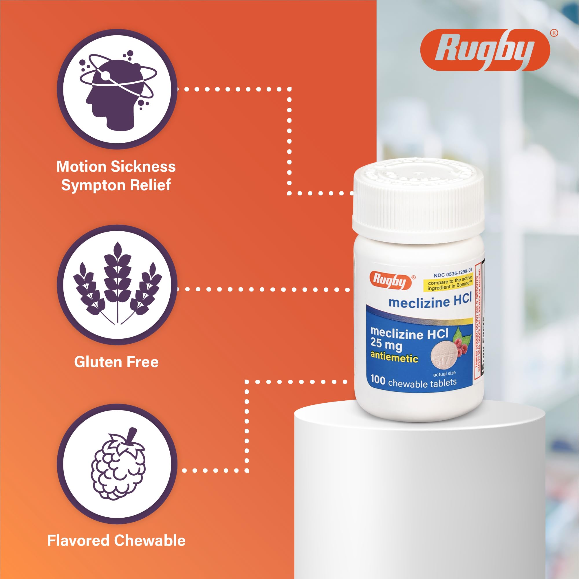 Purse-friendly Rugby Laboratories tablets displayed for on-the-go travel comfort.