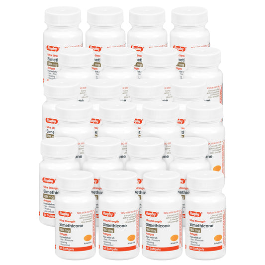 Rugby Laboratories Ultra Strength Simethicone softgels bottle for quick gas relief after meals