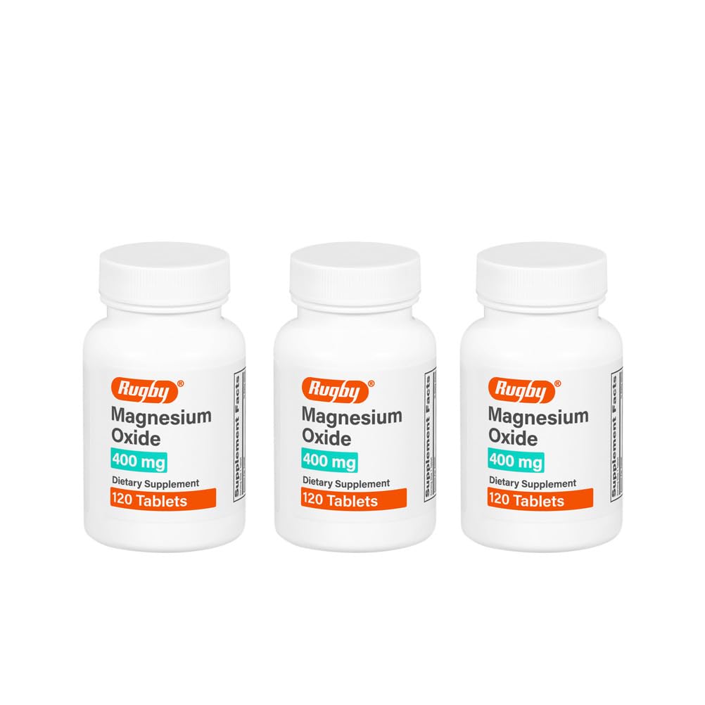 Rugby Magnesium Oxide 400 mg tablets bottle front label