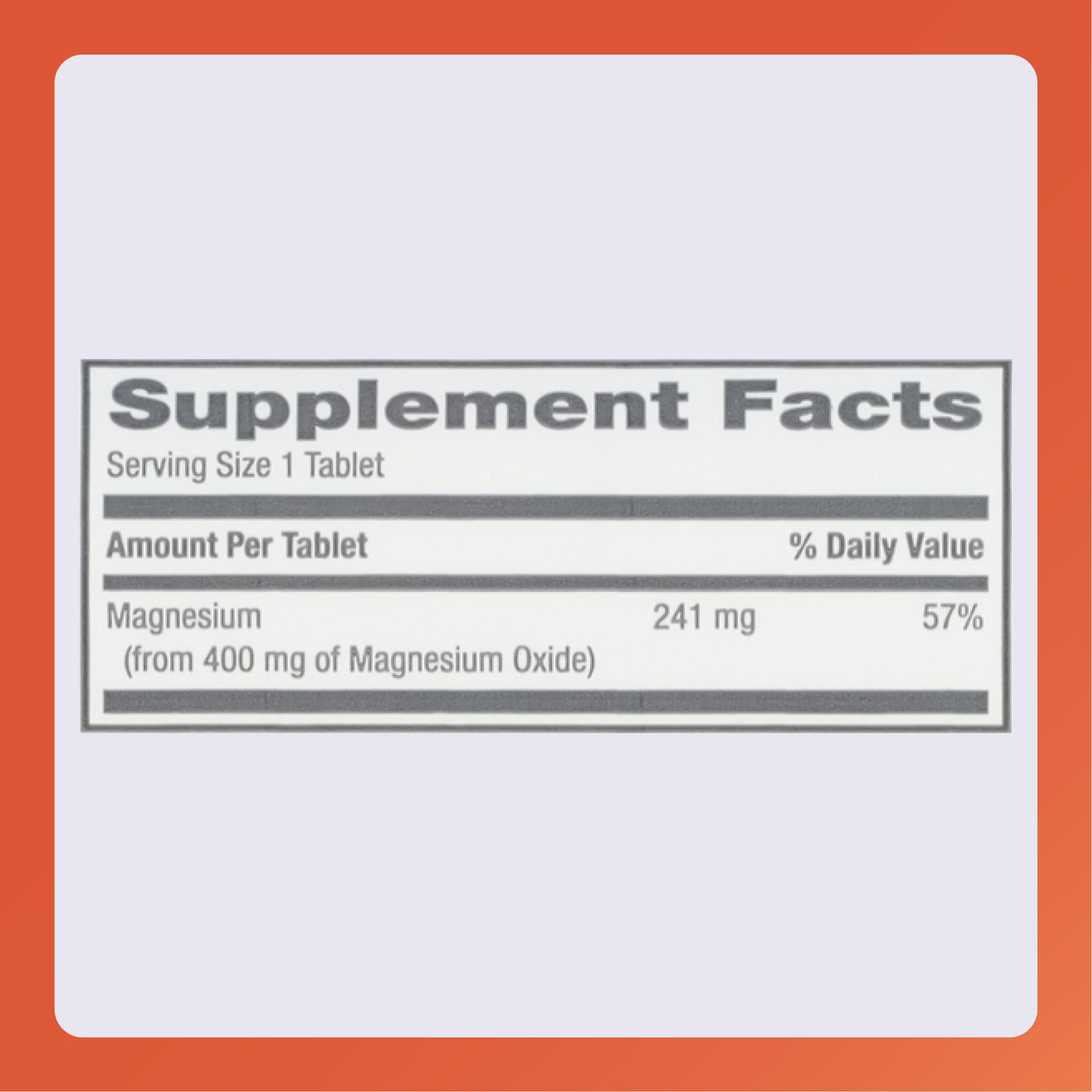 Close-up of Rugby Magnesium Oxide 400 mg tablets bottle
