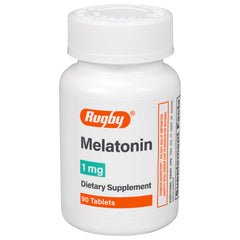 Rugby Melatonin 1mg Tablets bottle and label