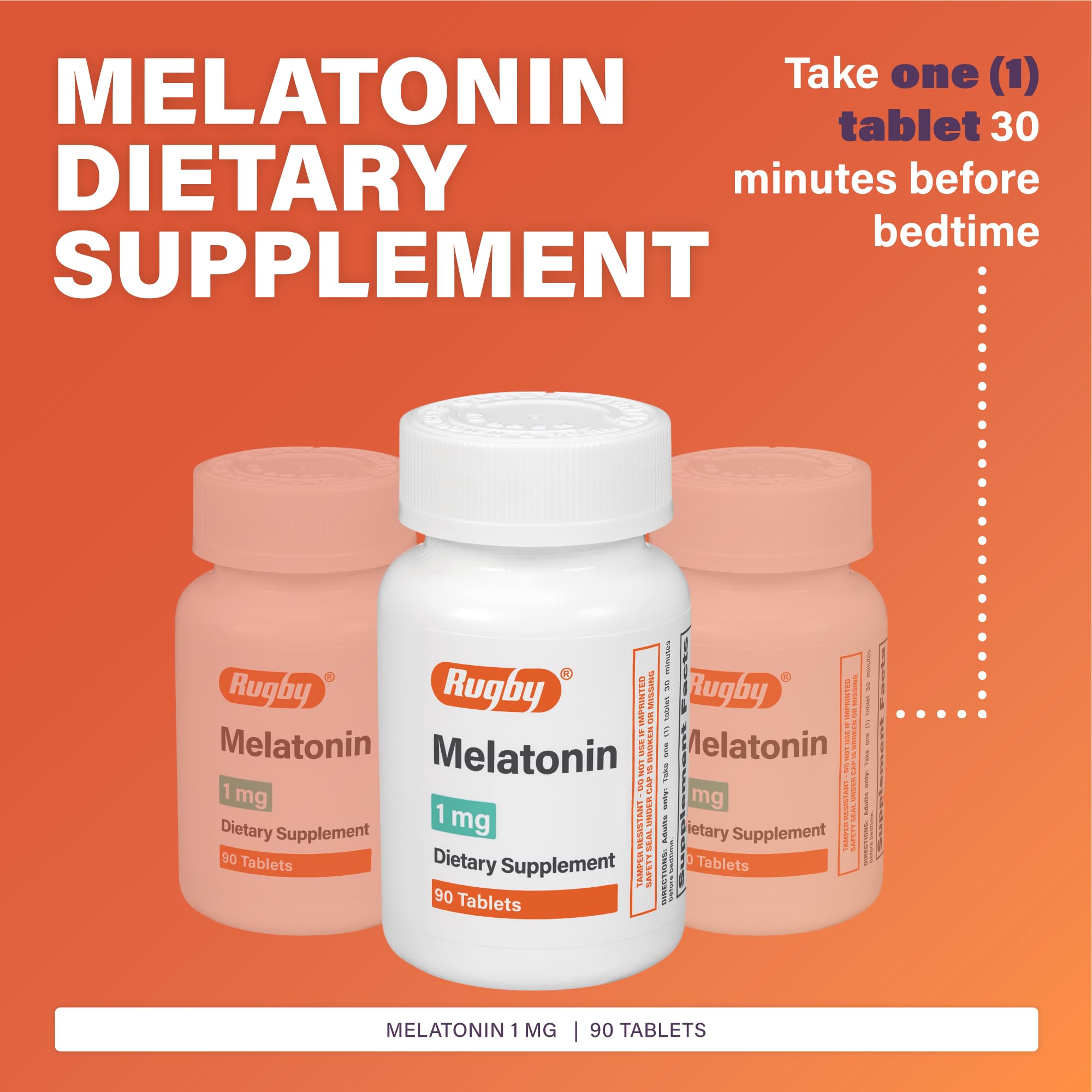 Close-up of Rugby Melatonin 1mg Tablets tablet