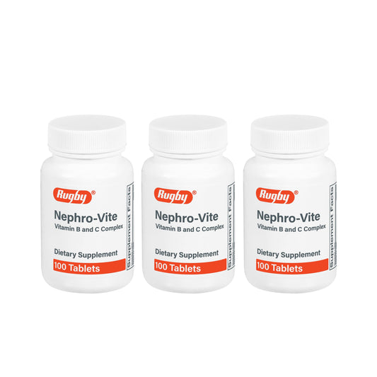 Rugby Nephro-Vite Vitamin B and C Complex Tablets bottle front view