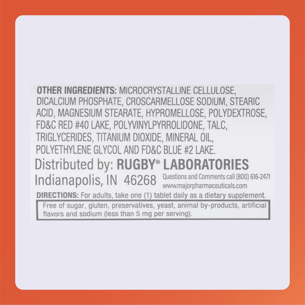 Vitamin B & C complex information on packaging