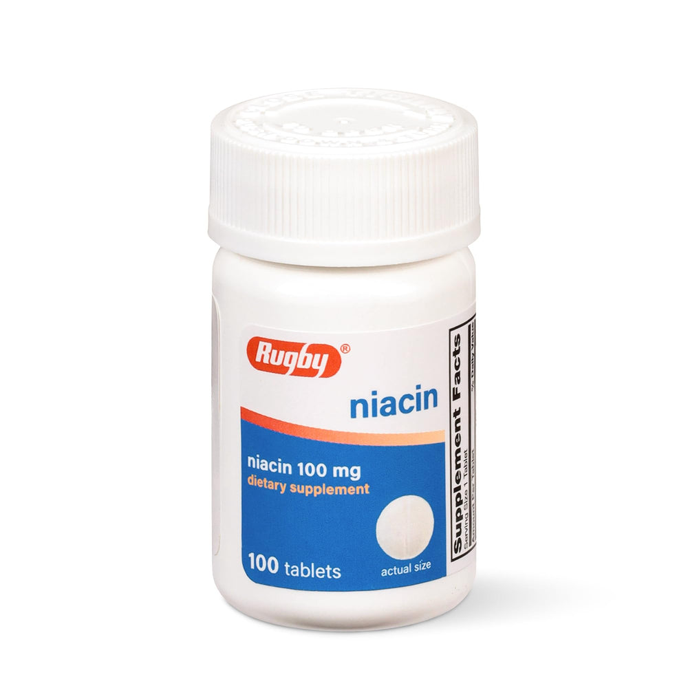 Rugby Niacin 100mg bottle with label