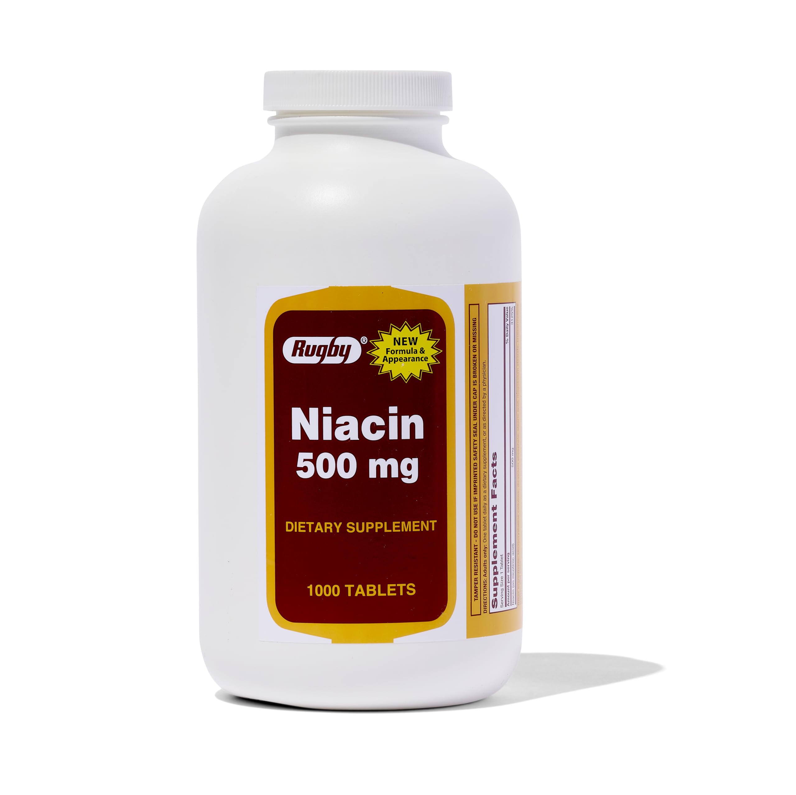 Rugby Niacin 500mg 1000-count bottle front