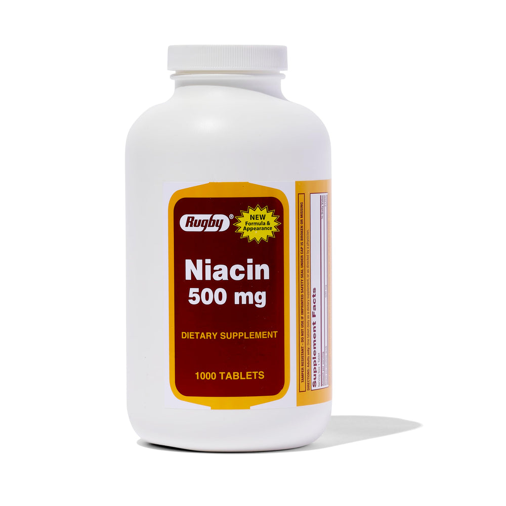 Rugby Niacin 500mg 1000-count bottle front