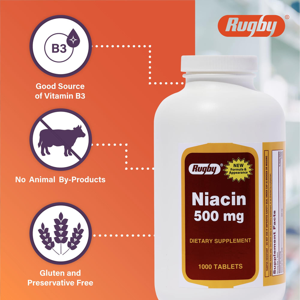 Adult taking Rugby Niacin 500mg tablet daily