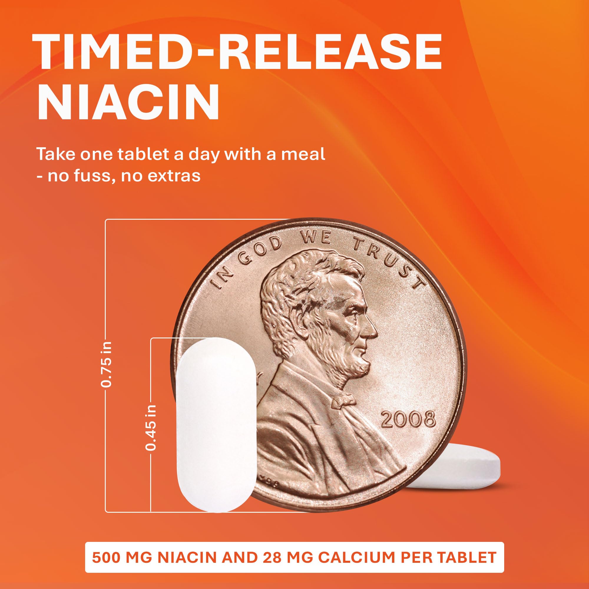 Close-up of Niacin 500mg timed-release tablets