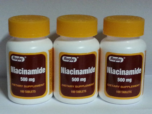 Rugby Niacinamide 500mg tablets bottle 100 count - pack of 3 - image 1