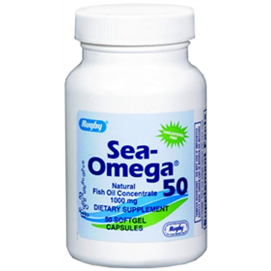 Rugby Sea-Omega 50 Natural Fish Oil Concentrate 1000mg bottle with 50 capsules