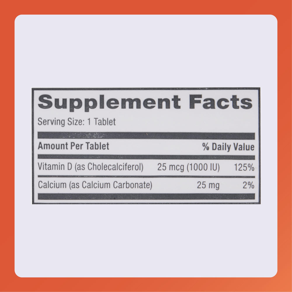 Rugby Vitamin D3 tablets displayed next to bottle
