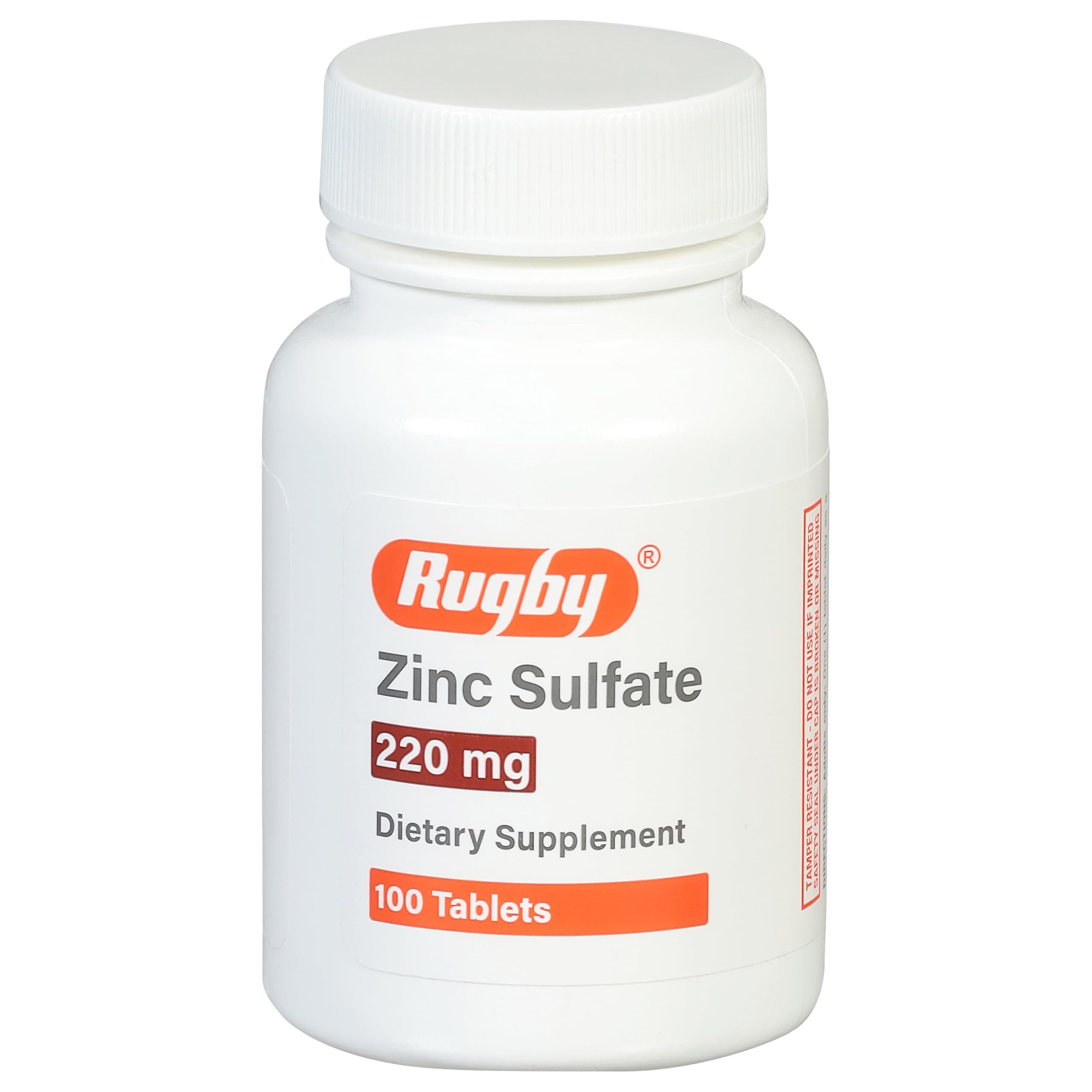 Rugby Zinc Sulfate 220 mg tablets bottle - 100 count