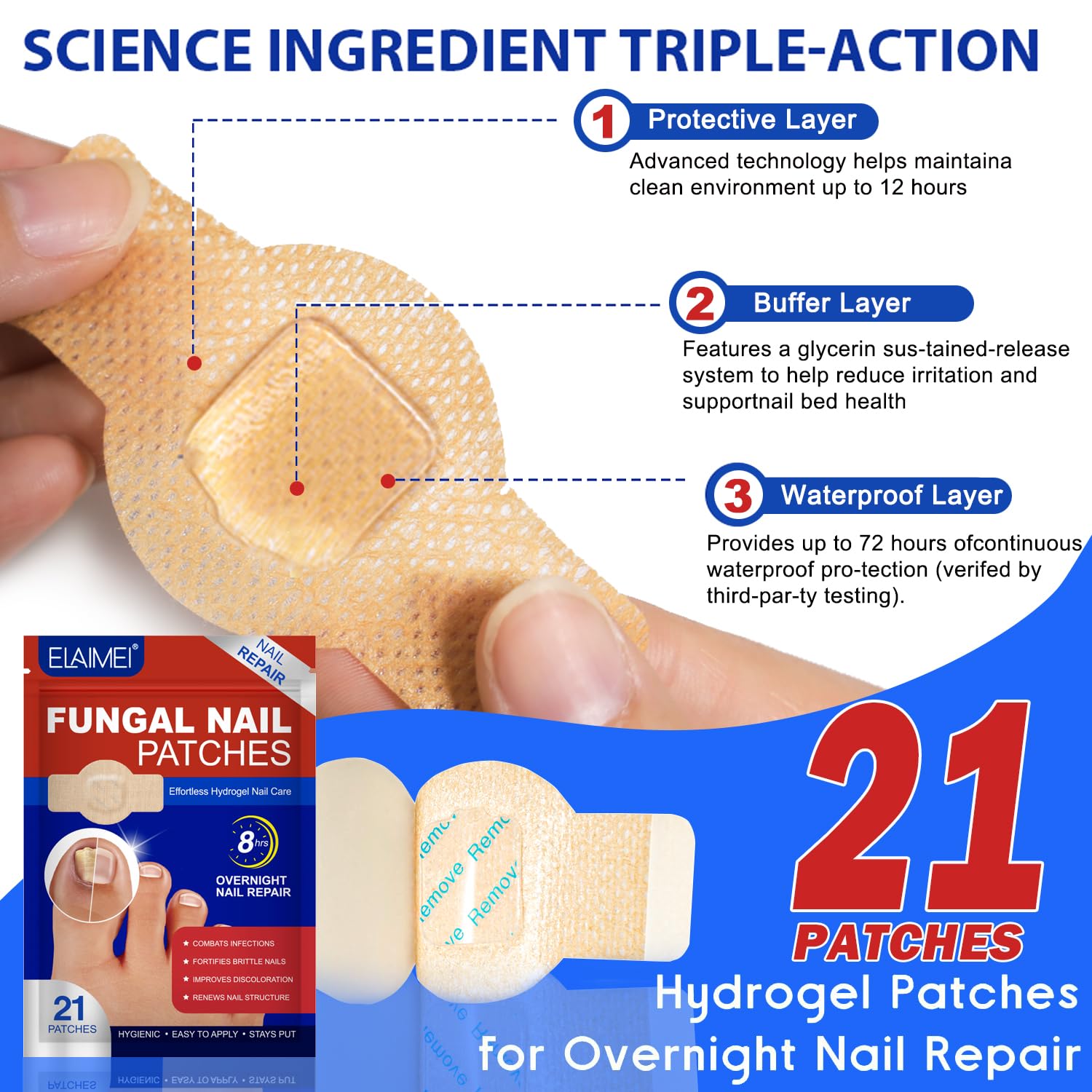 Visible nail appearance improvement over time with Ruicen patches