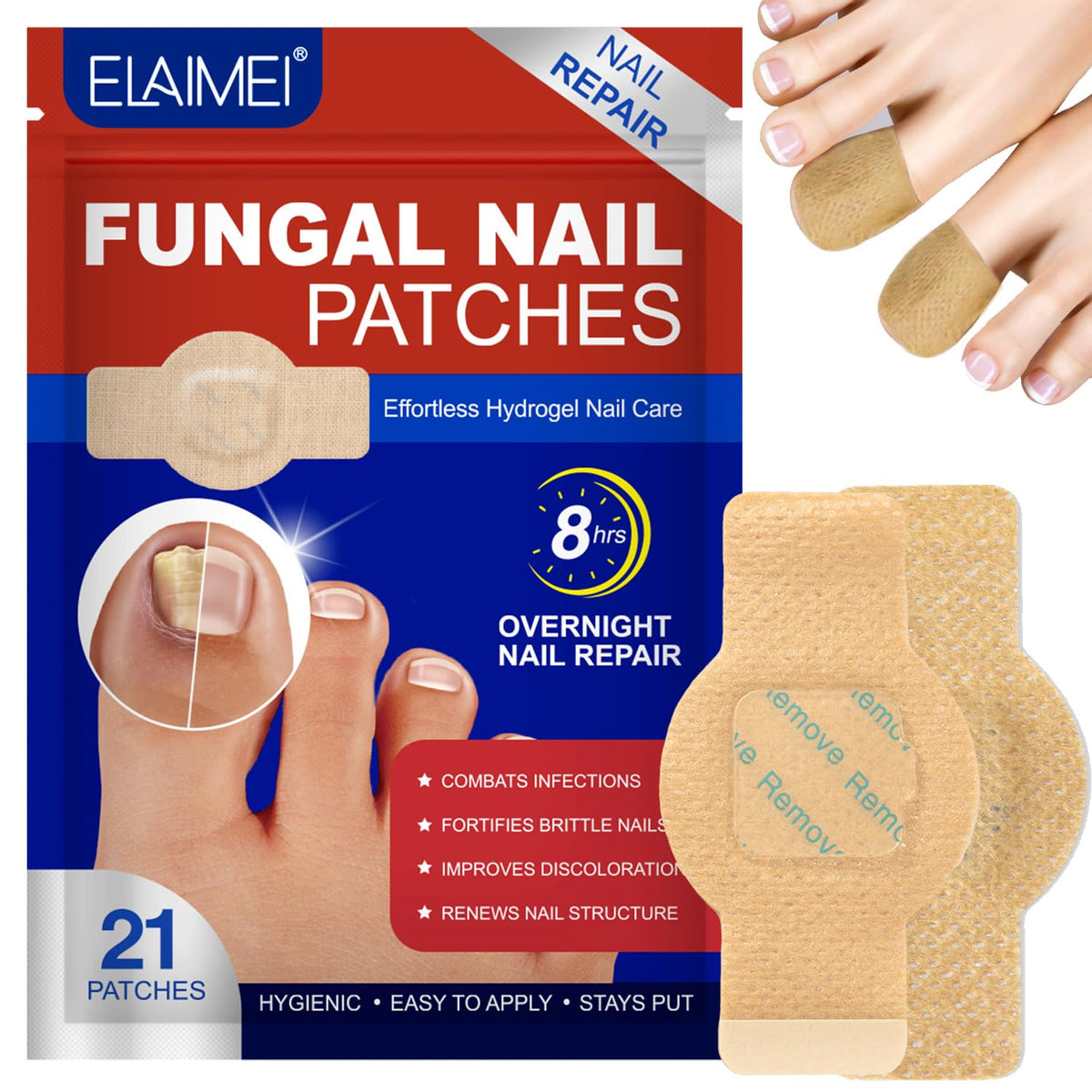 Ruicen fungal nail patches applied to toenail at night for deep care