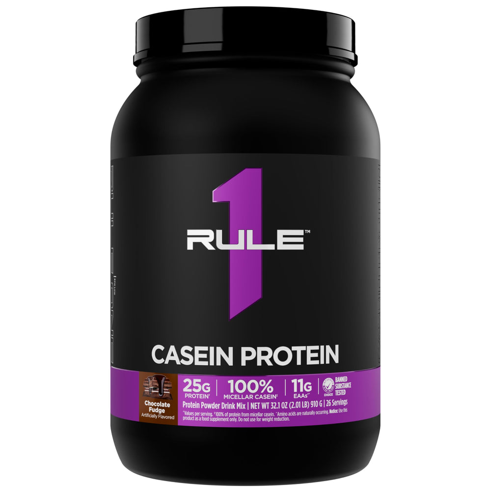 Rule 1 Casein Protein overnight recovery 2lb Chocolate Fudge hero image