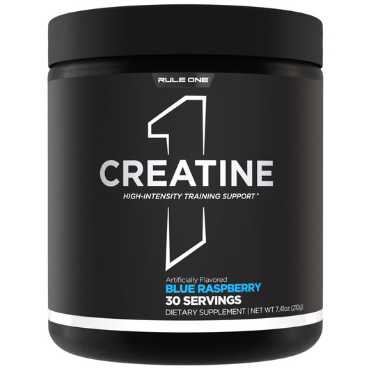 Rule 1 Creatine Powder Blue Raspberry flavor packaging front