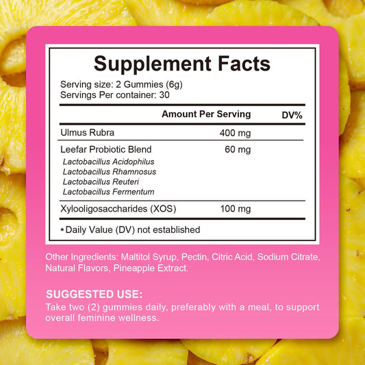 Pineapple flavored probiotic gummies close-up