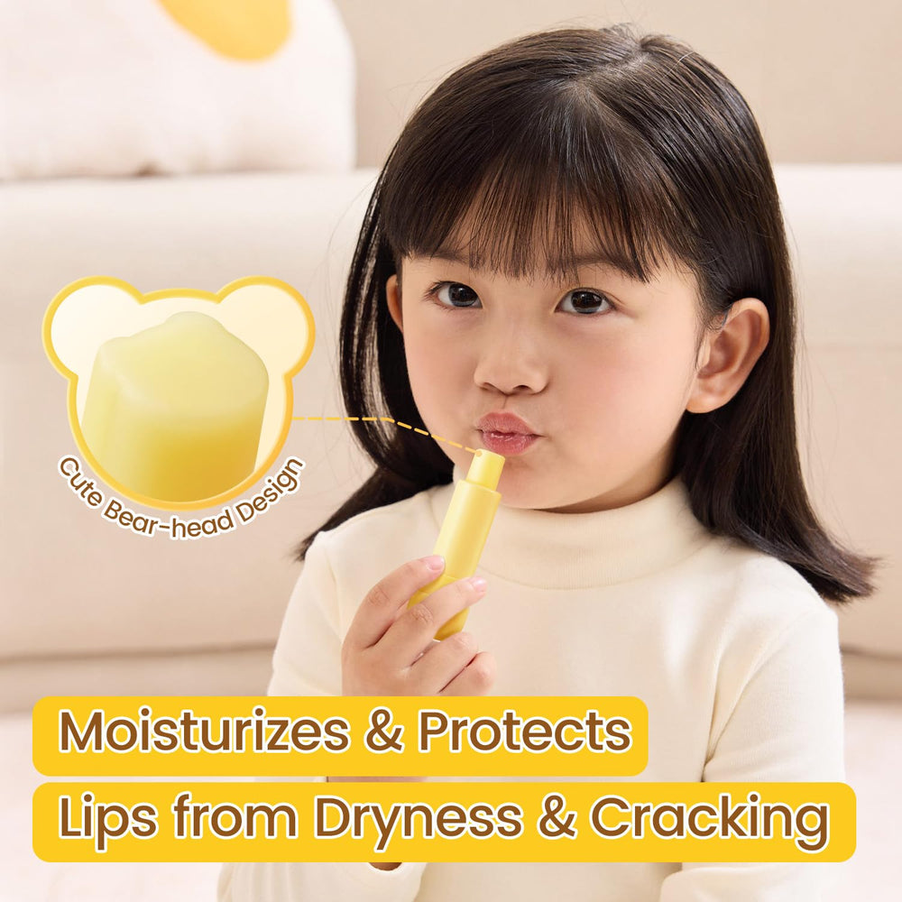 RUNBEN Kids Lip Balm packaging highlights a fragrance-free, mild formula for sensitive lips.