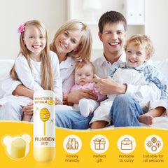 RUNBEN Kids Lip Balm texture close-up reveals a smooth, non-greasy finish.