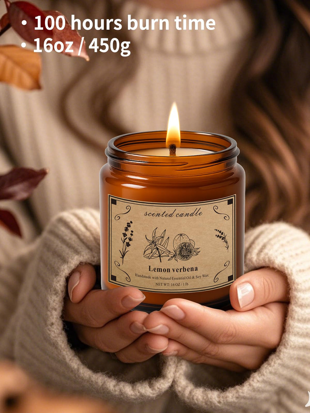 Lemon Verbena candle in rustic kraft gift box