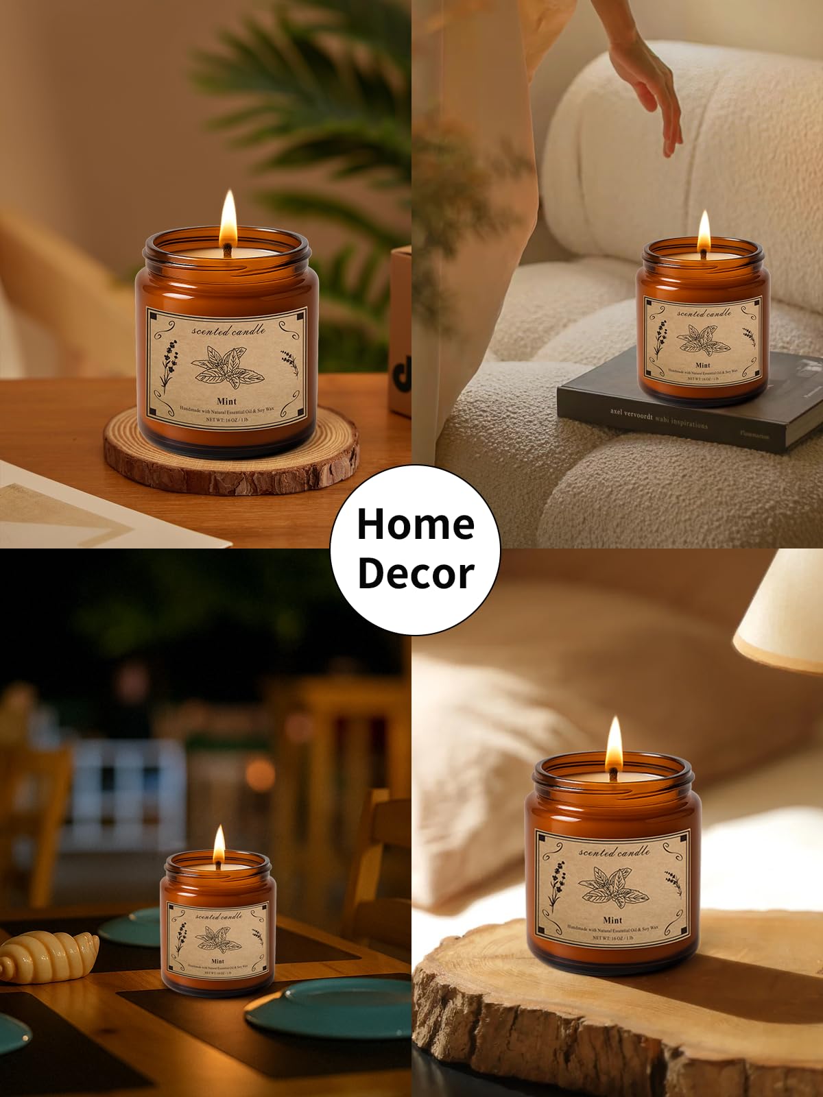 Rustic kraft gift box containing a mint 16oz candle