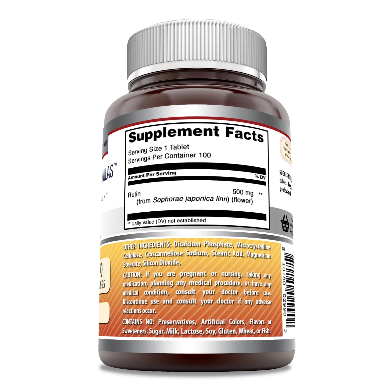 Rutin tablets 500 mg per serving USA-made packaging shot