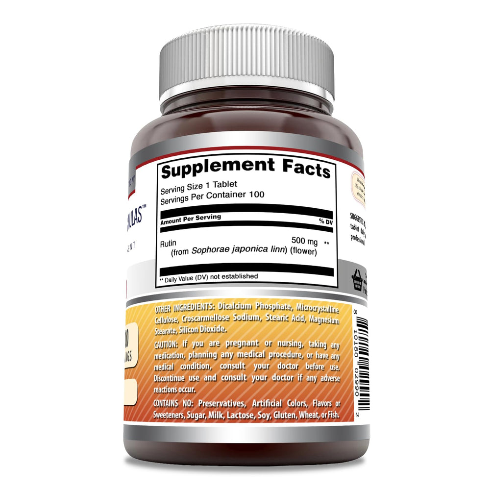 Rutin tablets 500 mg per serving USA-made packaging shot