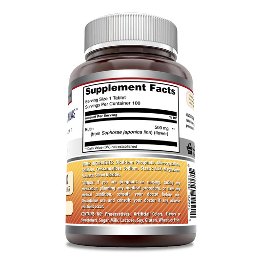 Rutin tablets 500 mg per serving USA-made packaging shot