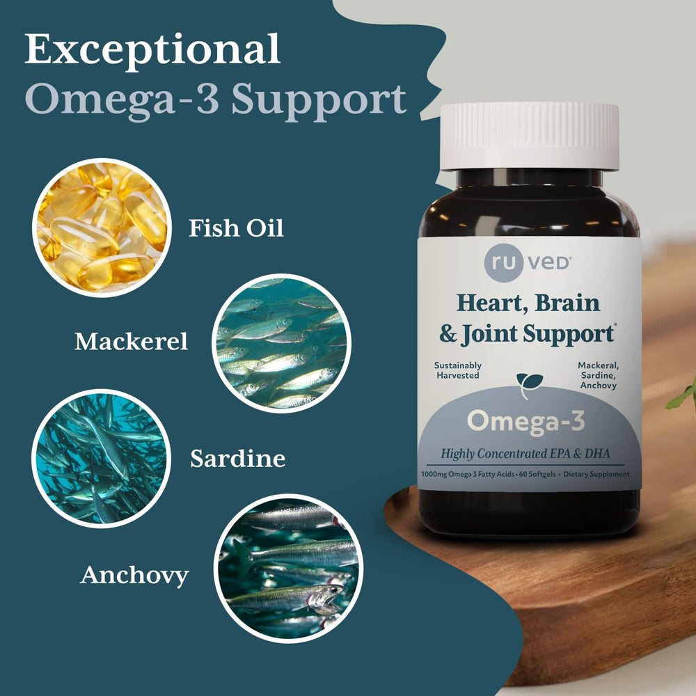 Front view of Ruved Omega-3 packaging