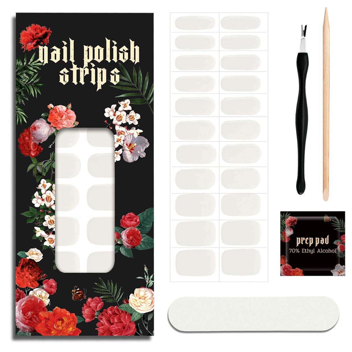 Ruyeefam Moonlight White nail strips pack with glossy finish for instant manicure