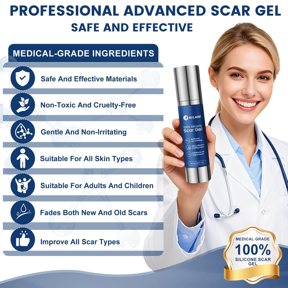 Rvlaim silicone scar gel texture indicating lightweight non-greasy feel