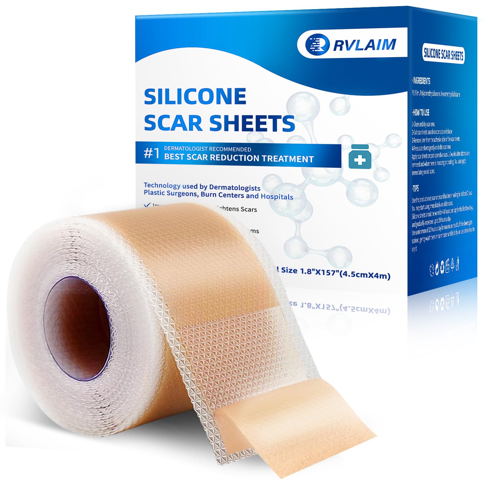 Rvlaim silicone scar sheets roll 4m offers long-lasting scar coverage and flexibility.