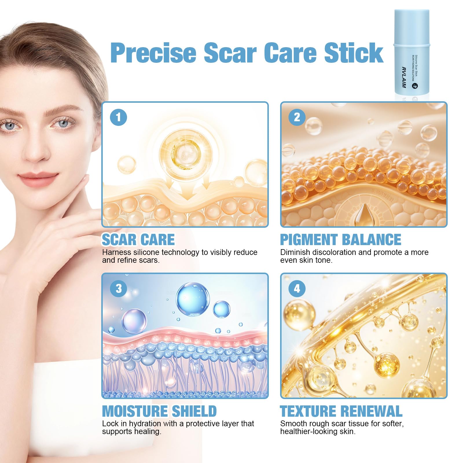 Rvlaim Silicone Scar Stick fragrance-free formula for sensitive skin