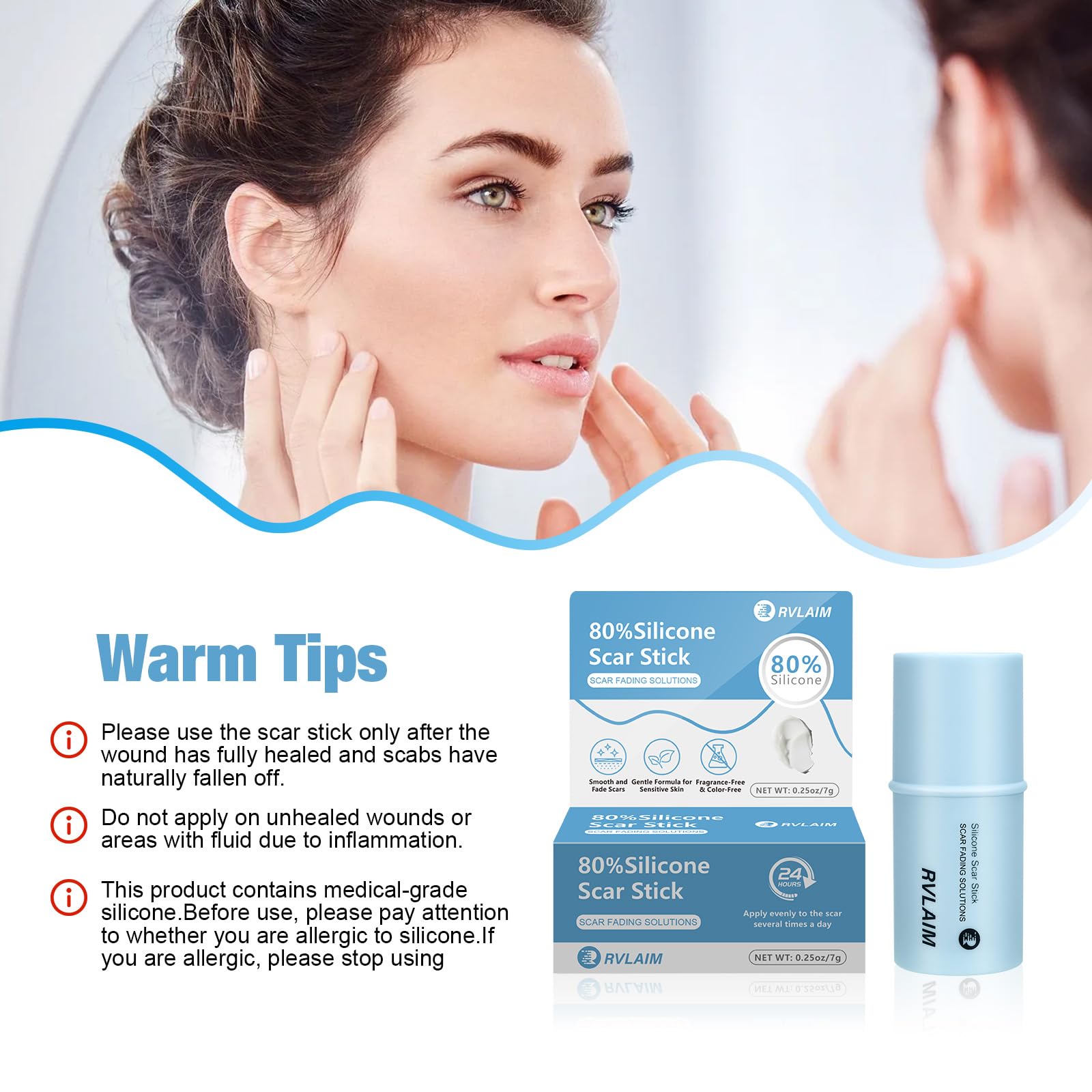 Rvlaim Silicone Scar Stick quick absorption into skin