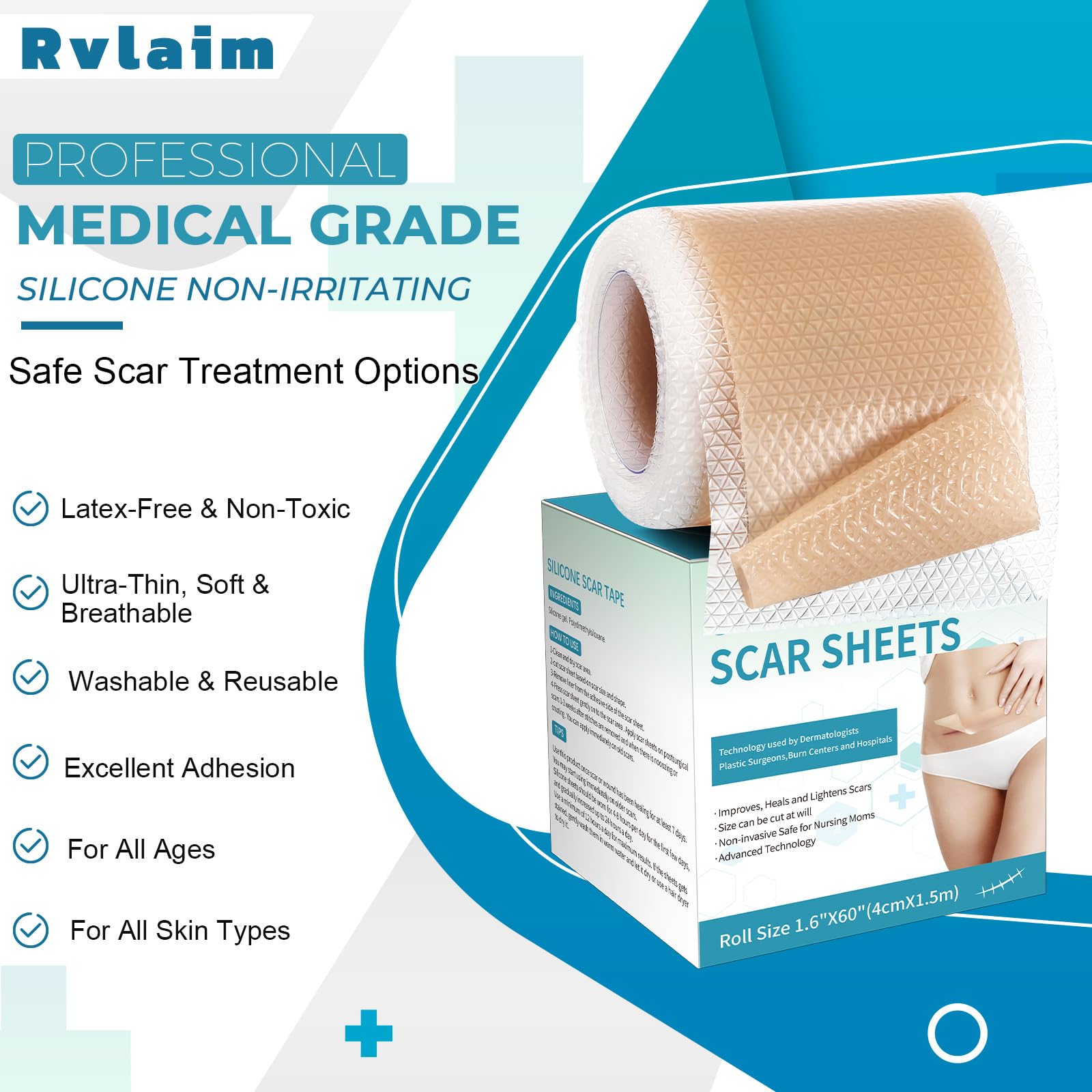 Rvlaim silicone scar strips surgical conforming coverage for targeted scar smoothing