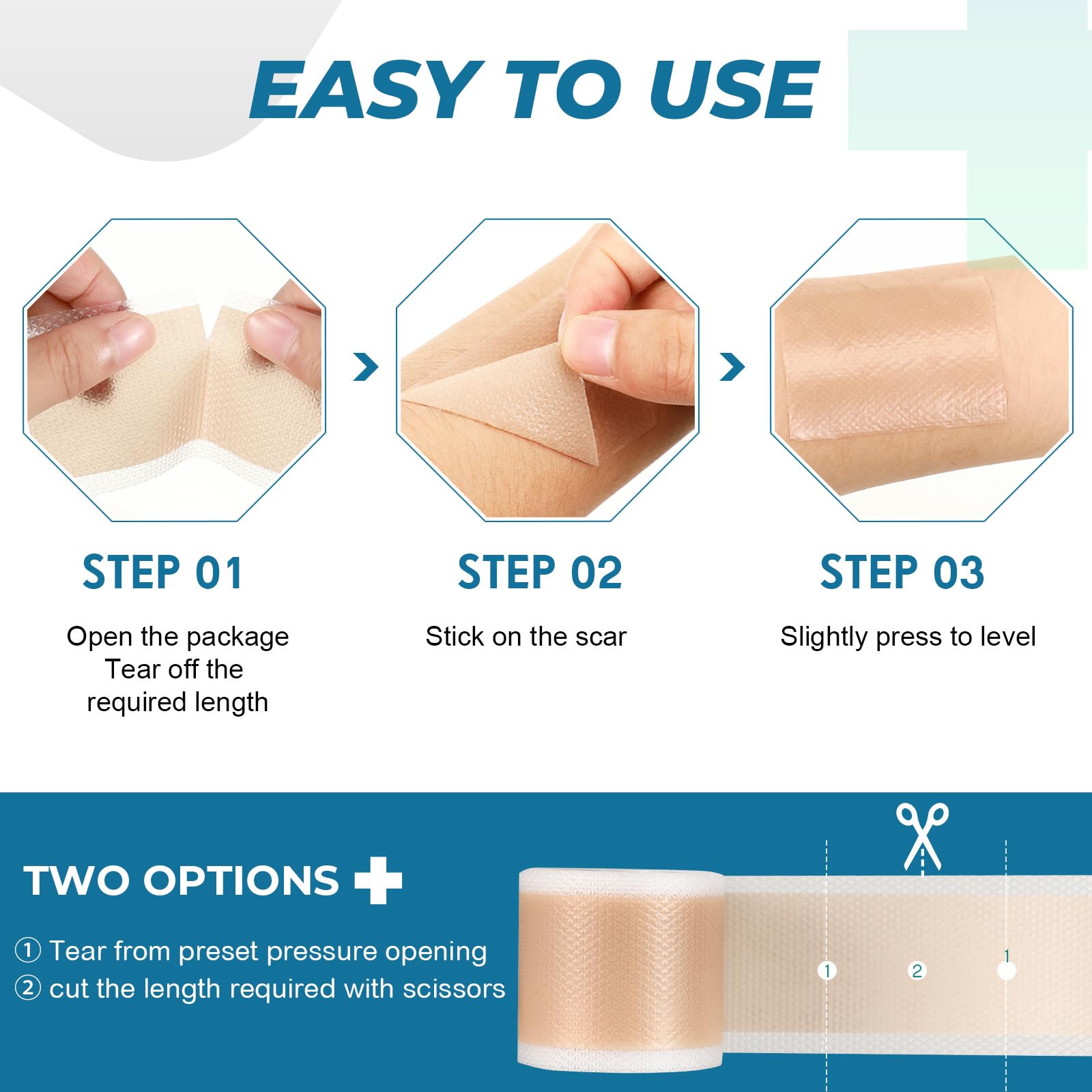 Rvlaim silicone scar tape skin-conform discreet, invisible scar management