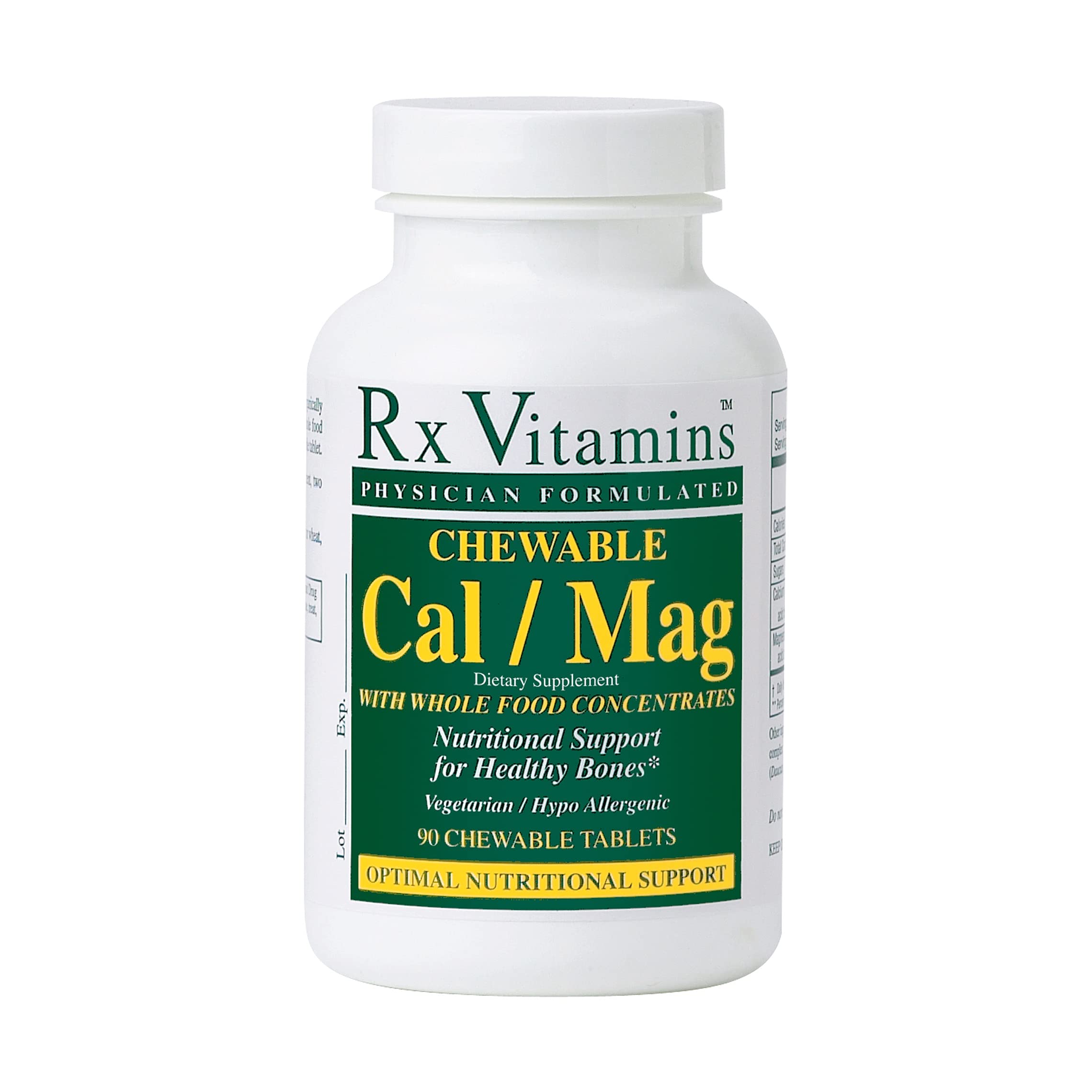 Rx Vitamins Chewable Calcium/Magnesium Tablets bottle labeled vanilla flavor, 90-count