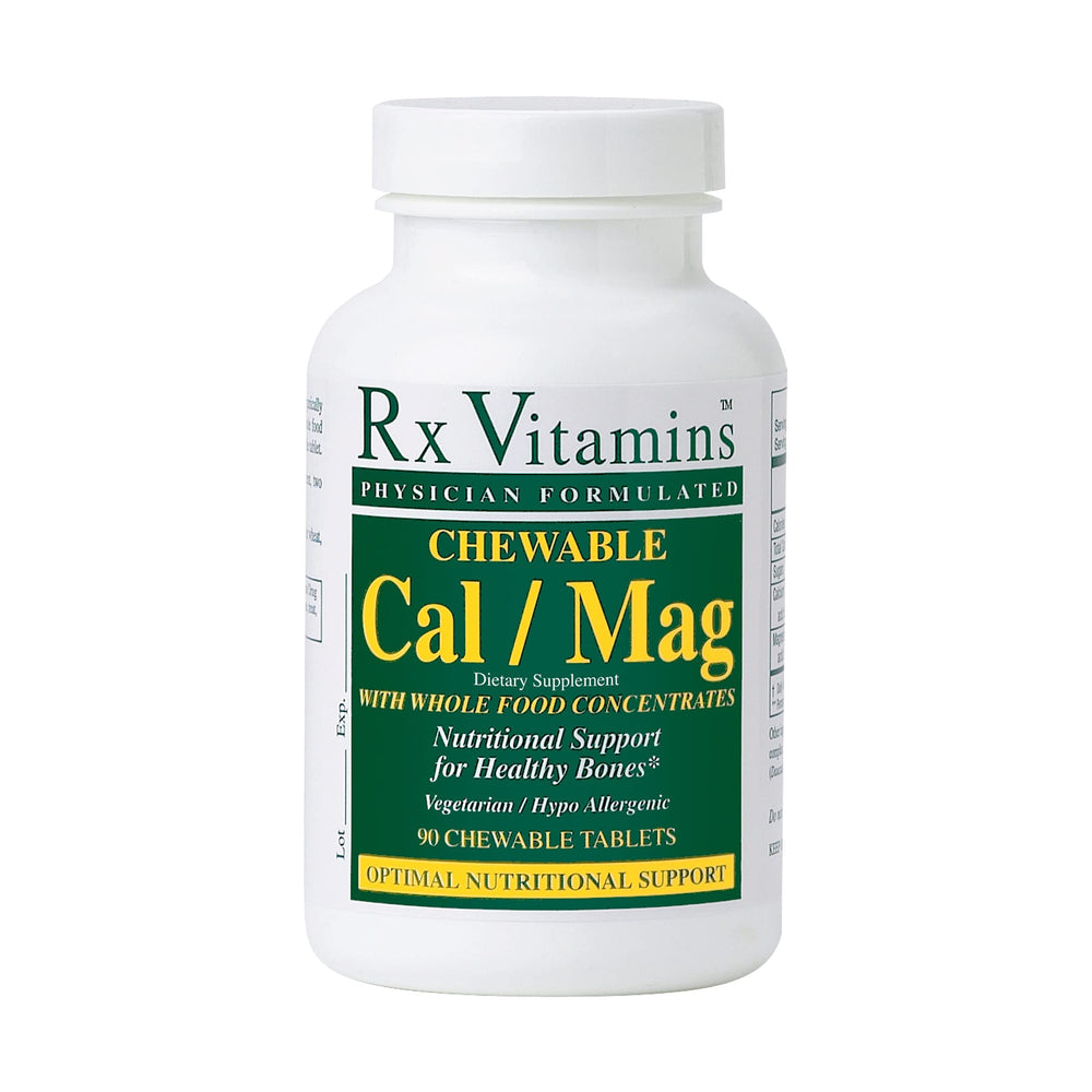 Rx Vitamins Chewable Calcium/Magnesium Tablets bottle labeled vanilla flavor, 90-count
