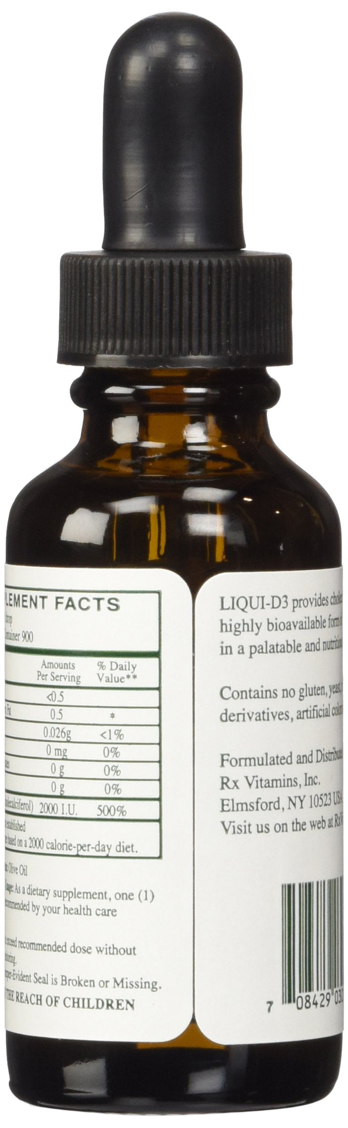 Vitamin D3 liquid in olive oil base bottle