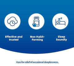 RXZELL Sleep Aid softgels closeup highlighting easy-to-swallow design.
