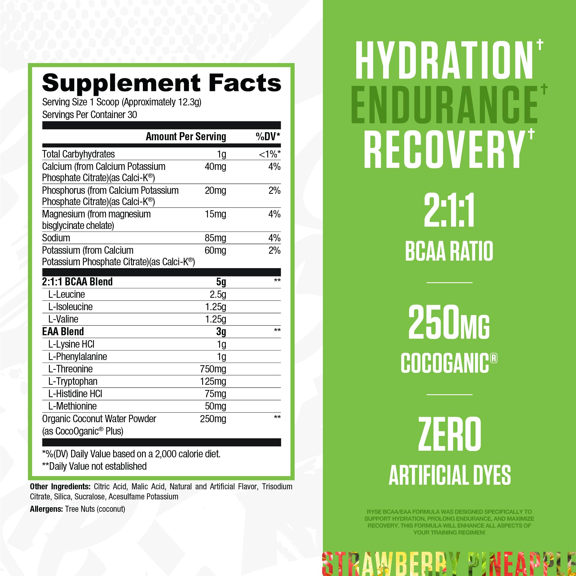 Serving scoop of RYSE BCAA EAA Powder in Strawberry Pineapple flavor